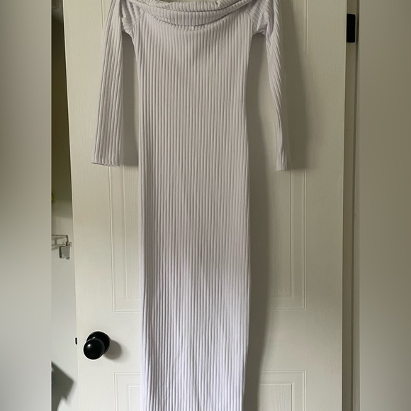 NWOT - SHEIN off shoulder white ribbed bodycon dress - Picture 5 of 6
